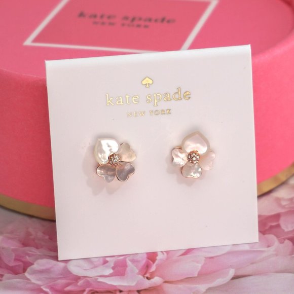 kate spade Jewelry - Kate Spade Precious Pansy Stud Earrings in Rose Gold